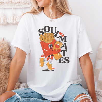 Soulmates Fries & Ketchup Funny Love Graphic Tee, Valentines Shirt, Humor Tee