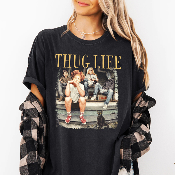 Thug Life Hocus Pocus Sanderson Sisters 90's Witch Halloween Movie Graphic Tee