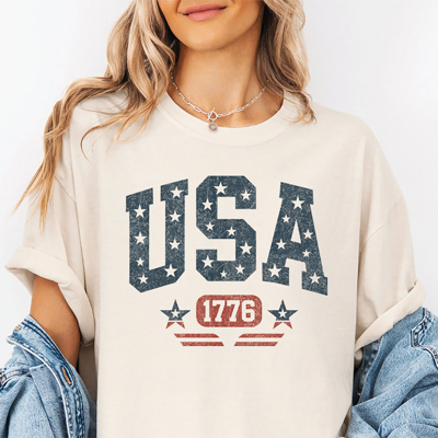 USA 1776 Patriotic Stars Americana Graphic Tee | 4th Of July Tee