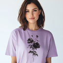  Vintage Black Floral Flower Spring Summer Graphic Tee