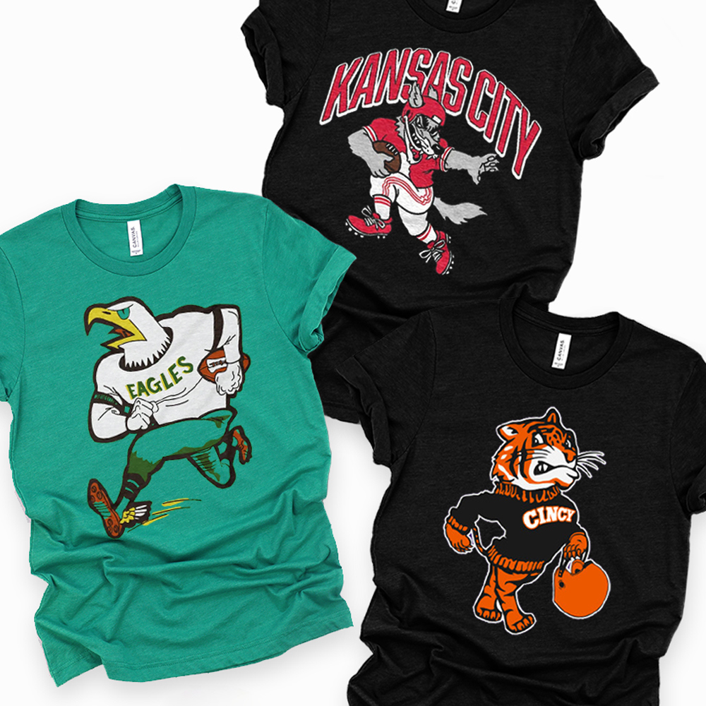 Vintage Football Mascot Graphic Tees