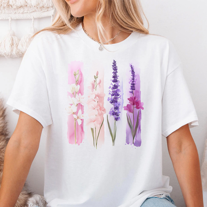 Watercolor Floral Wildflower Easter Spring Graphic Tee