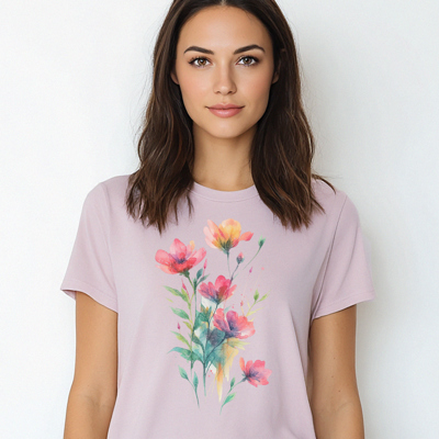 Watercolor Floral Bouquet Wildflower Floral Graphic Tee | Floral Shirt