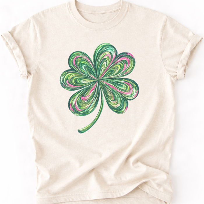 Watercolor Swirl Shamrock Clover Lucky St, Patrick's Day Graphic Tee