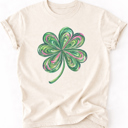  Watercolor Swirl Shamrock Clover Lucky St, Patrick's Day Graphic Tee