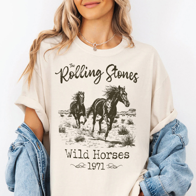 The Stones Wild Horses Western Classic Rock Music Graphic Tee