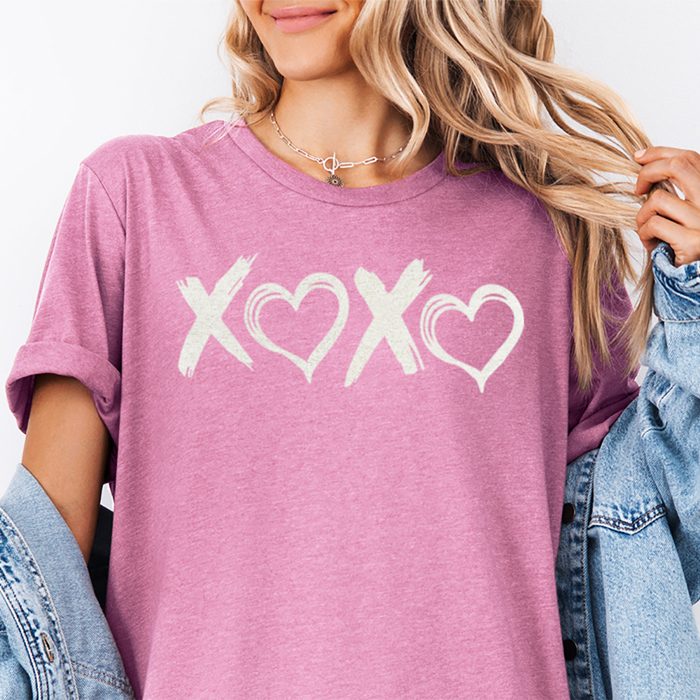 XOXO Heart Love Simple Valentine's Day Graphic Tee, Valentine's Shirt