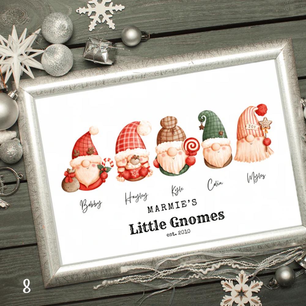 Cozy Gnome Family Personalized Art | 3 sizes