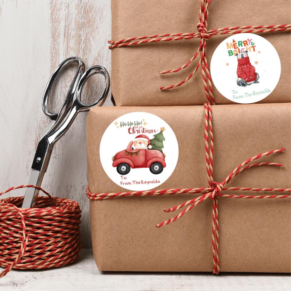 Personalized To & From Holiday Christmas Gift Labels