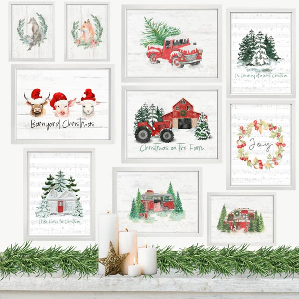 Cozy Farm Christmas Holiday Art Prints | 3 Sizes