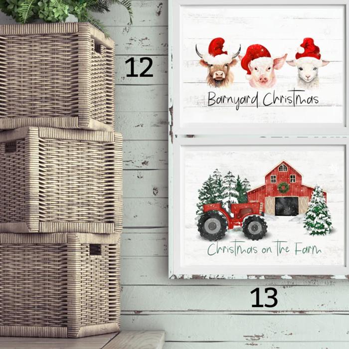 Cozy Farm Christmas Holiday Art Prints | 3 Sizes