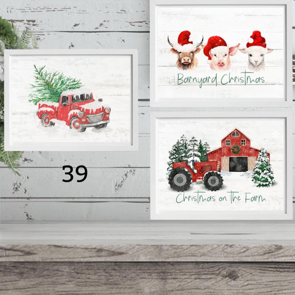 Cozy Farm Christmas Holiday Art Prints | 3 Sizes