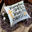 Pumpkin Spice & Jesus Christ (cross) Fall Home Decor Charming Farmhouse Pillow Accent Covers