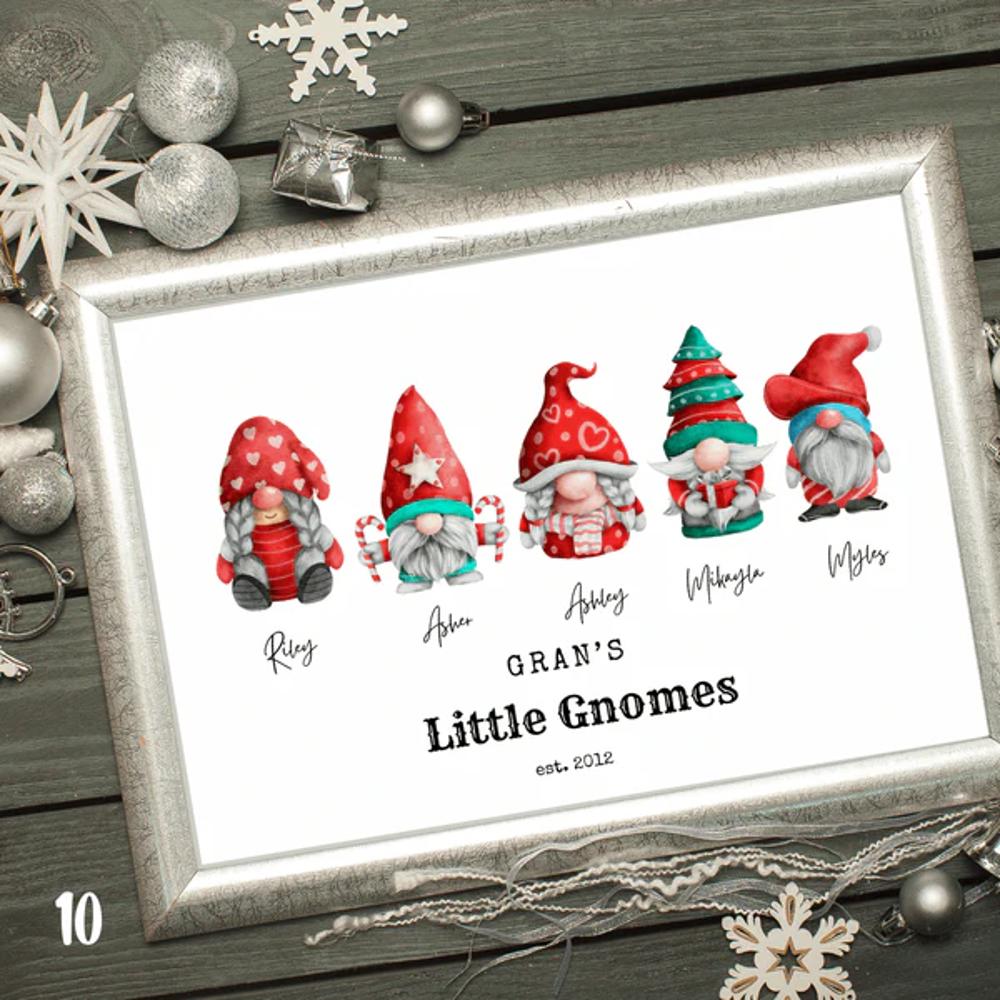 Cozy Gnome Family Personalized Art | 3 sizes