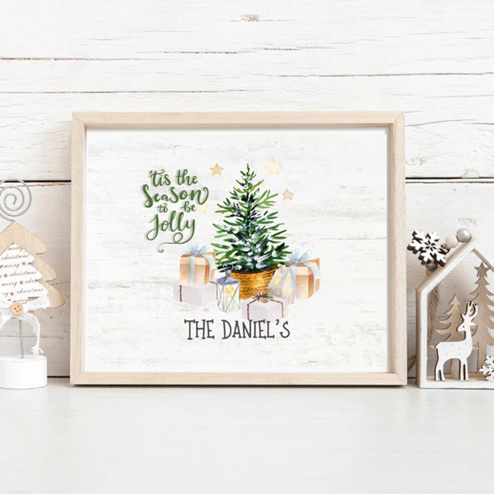 Personalized Rustic Farmhouse Christmas Holiday Poster Print