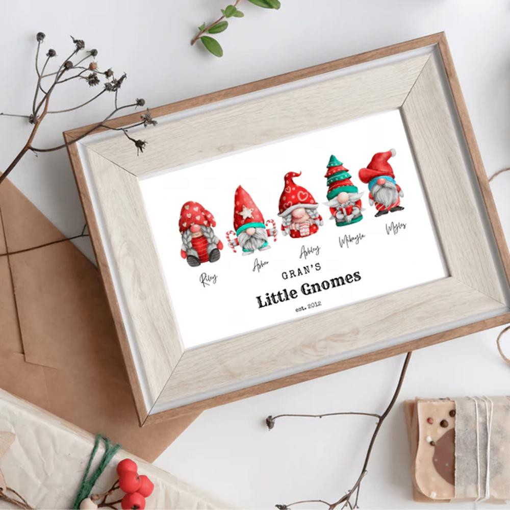 Cozy Gnome Family Personalized Art | 3 sizes