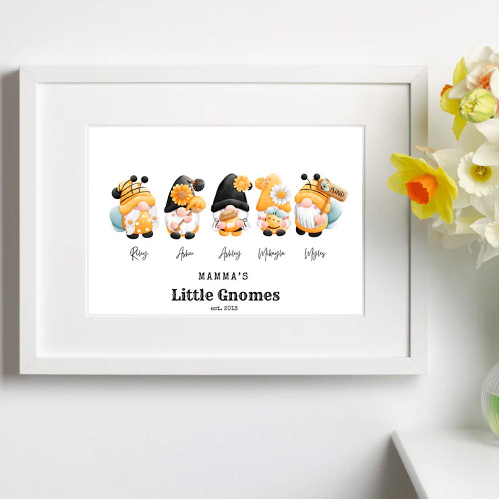 Cozy Gnome Family Personalized Art | 3 sizes