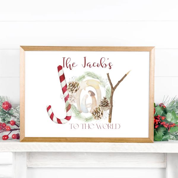 Personalized Rustic Farmhouse Christmas Holiday Poster Print Decor