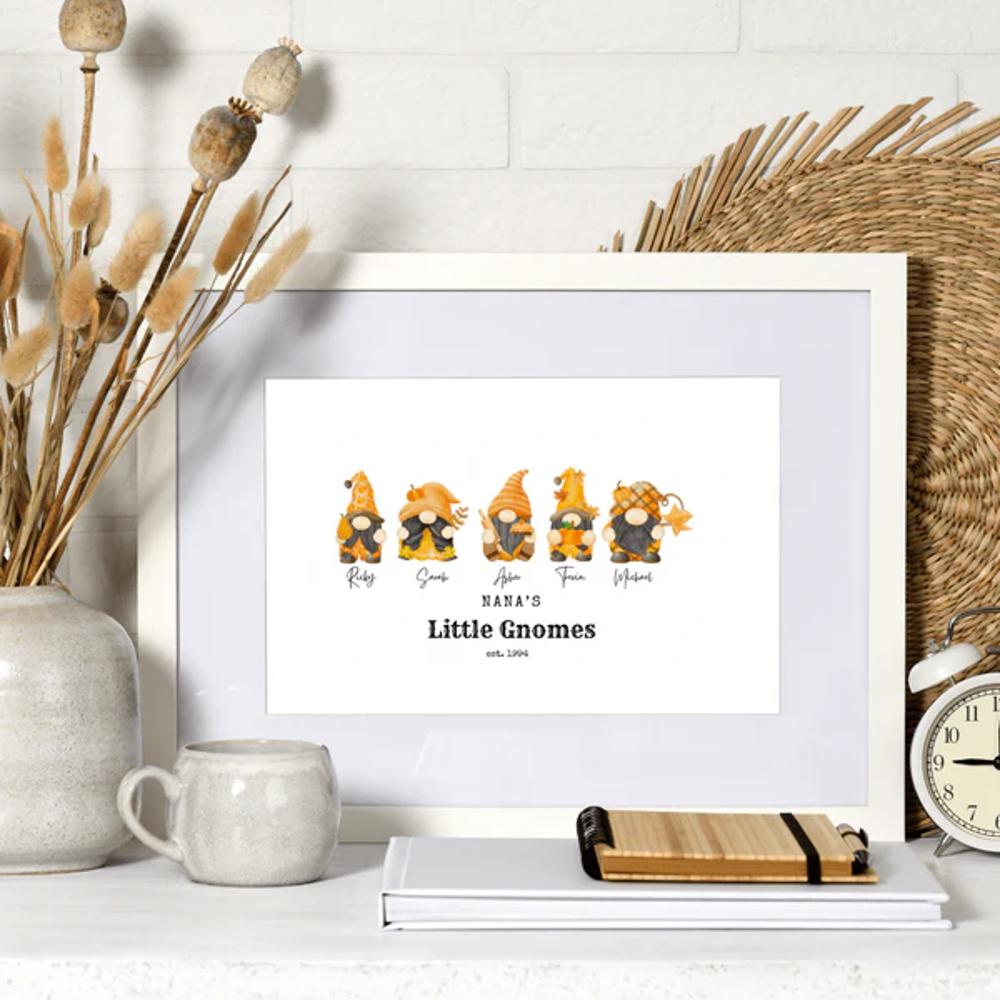 Cozy Gnome Family Personalized Art | 3 sizes