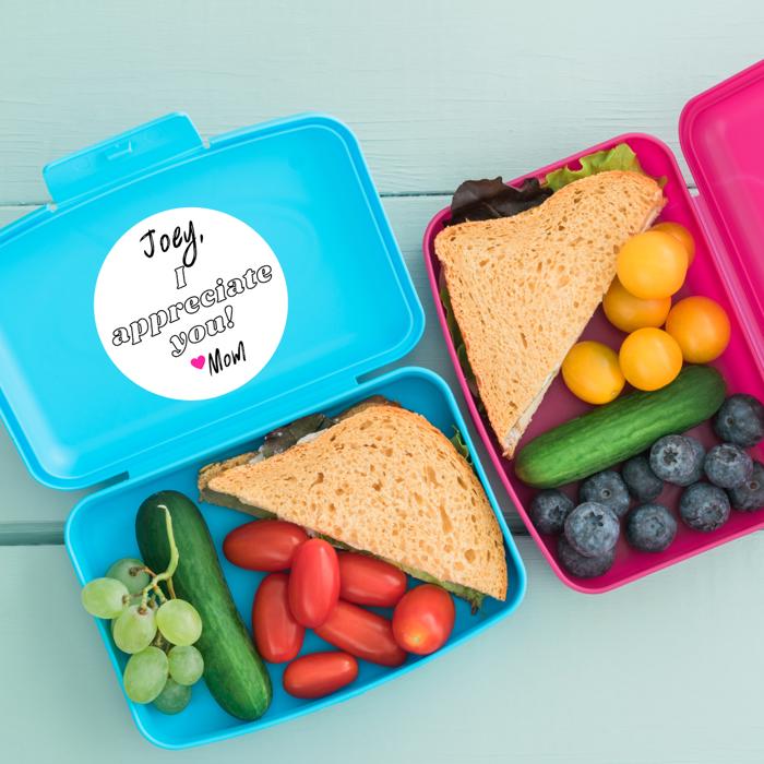 Personalized Back to School Lunch Box /  Lunch Sack Positive Note Stickers