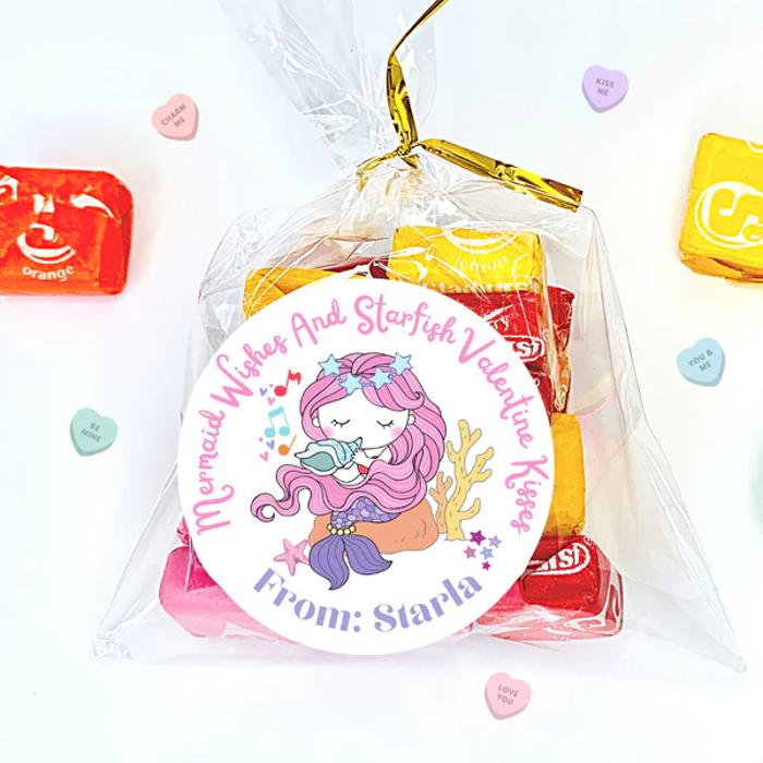 Personalized Kids Holiday / Valentines Day Party Stickers & Treat Bags 