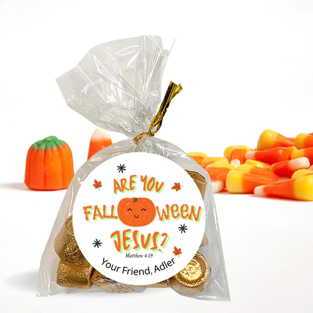 Personalized Christian Witness Halloween Stickers & Treat Bags