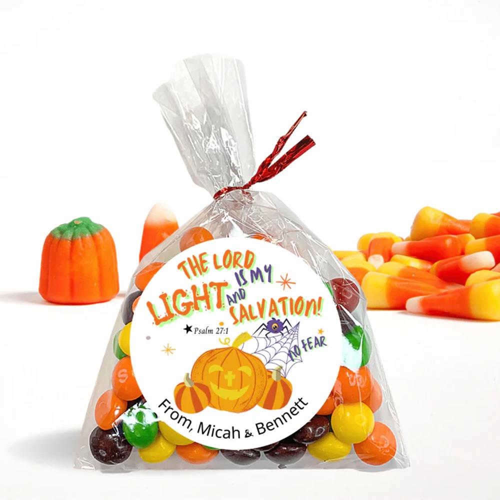 Personalized Christian Witness Halloween Stickers & Treat Bags