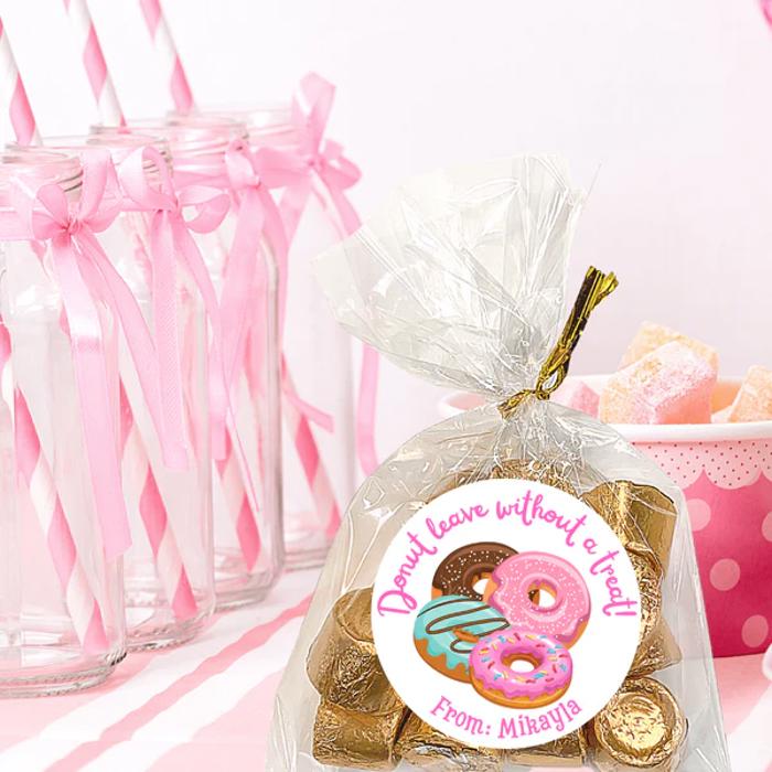 Personalized Girls Birthday Party Stickers & Treat Bags