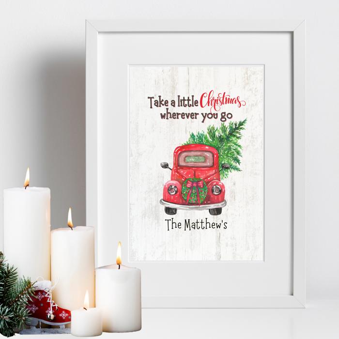 Personalized Rustic Farmhouse Christmas Holiday Poster Print Decor