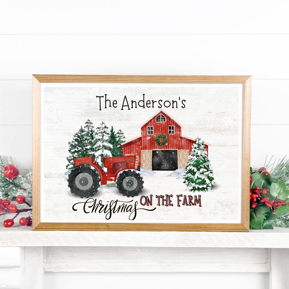 Personalized Rustic Farmhouse Christmas Holiday Poster Print