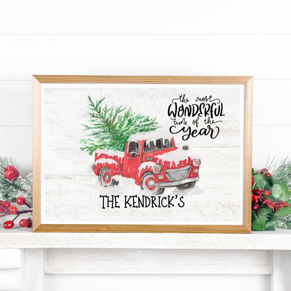 Personalized Rustic Farmhouse Christmas Holiday Poster Print