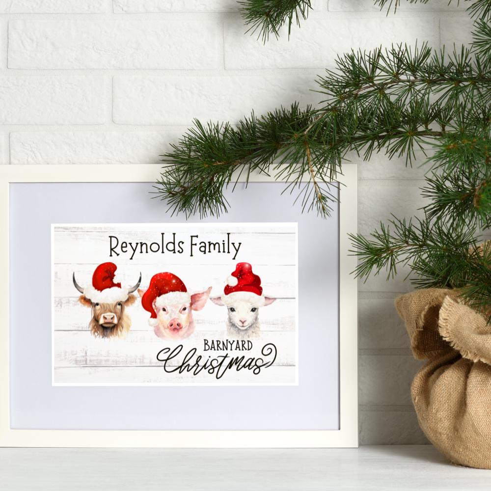 Personalized Rustic Farmhouse Christmas Holiday Poster Print