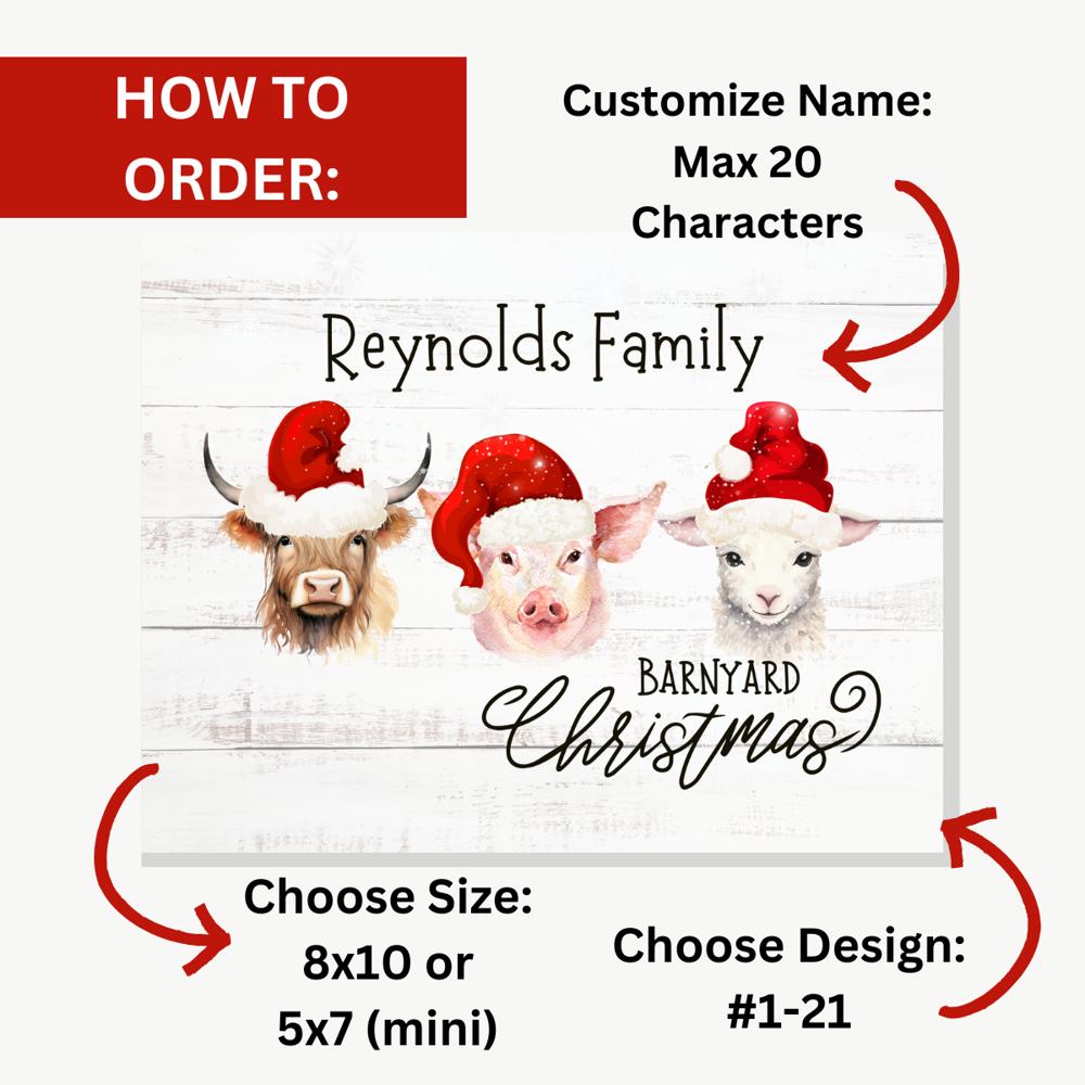 Personalized Rustic Farmhouse Christmas Holiday Poster Print