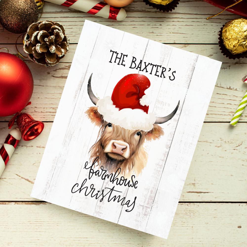 Personalized Rustic Farmhouse Christmas Holiday Poster Print