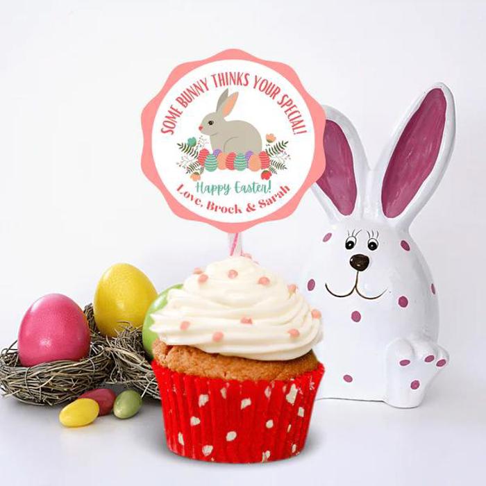 Easter Party Stickers / Cake Toppers Personalized with Treat Bags