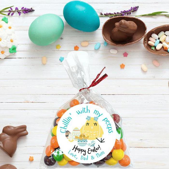 Easter Party Stickers / Cake Toppers Personalized with Treat Bags