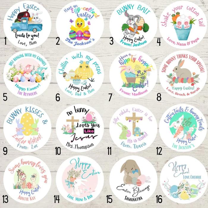 Easter Party Stickers / Cake Toppers Personalized with Treat Bags