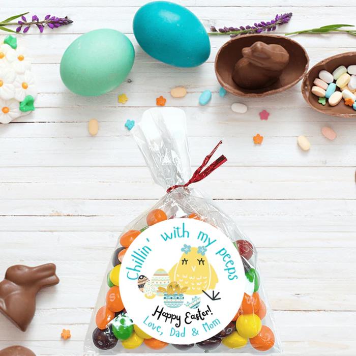 Easter Party Stickers / Cake Toppers Personalized with Treat Bags