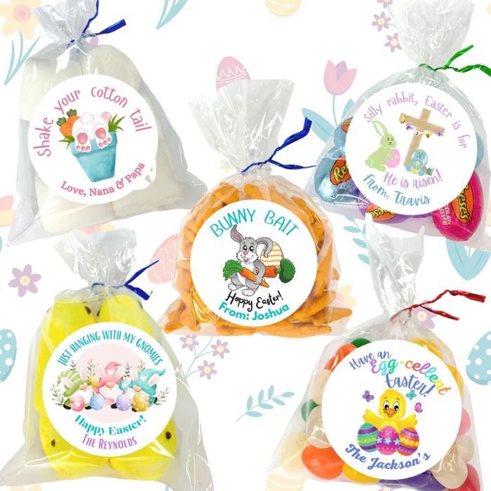 Easter Party Stickers / Cake Toppers Personalized with Treat Bags