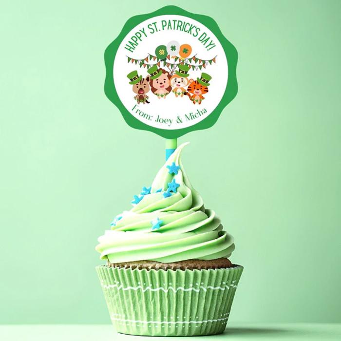 Personalized St. Patrick's Green Leprechaun Party Stickers & Loot Bags