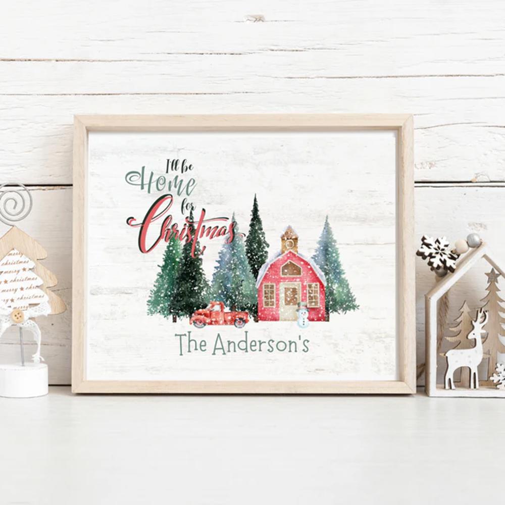 Personalized Rustic Farmhouse Christmas Holiday Poster Print