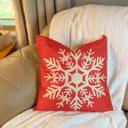 Scarlet Snowflake Christmas Holiday Accent Throw Pillow Home Decor