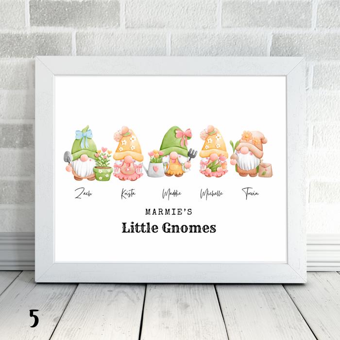 Valentine's Day Love Gnomes Family Personalized Portrait Art | 3 Sizes