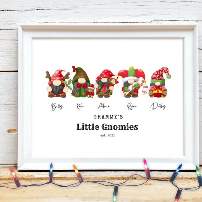 Cozy Holiday Gnome Family Personalized Art | 3 sizes