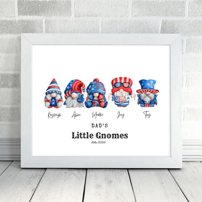 Cozy Holiday Gnome Family Personalized Art | 3 sizes