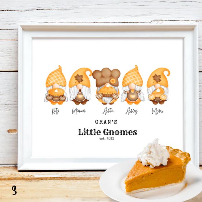 Cozy Holiday Gnome Family Personalized Art | 3 sizes