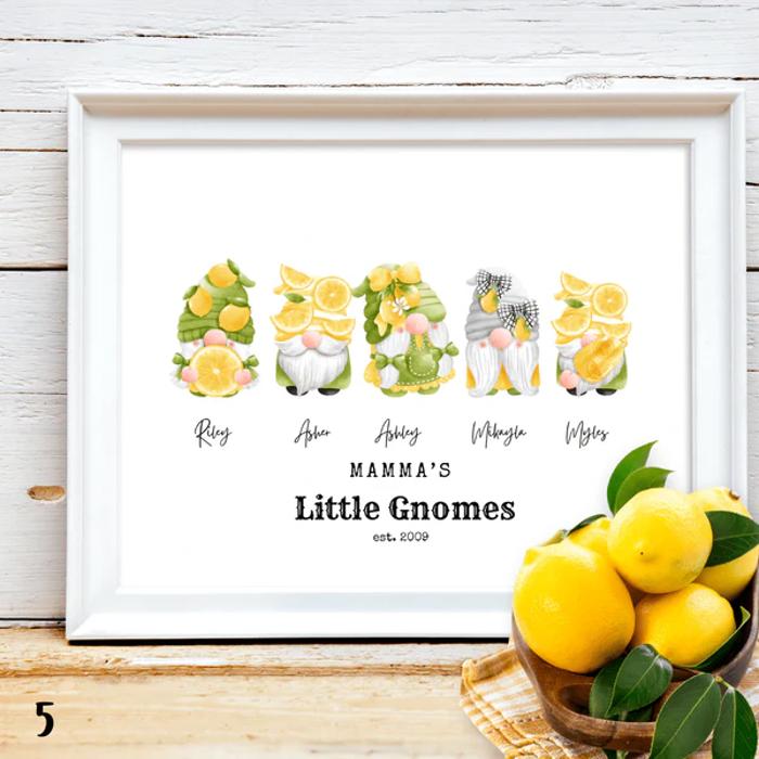 Cozy Holiday Gnome Family Personalized Art | 3 sizes