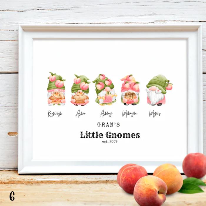 Cozy Holiday Gnome Family Personalized Art | 3 sizes
