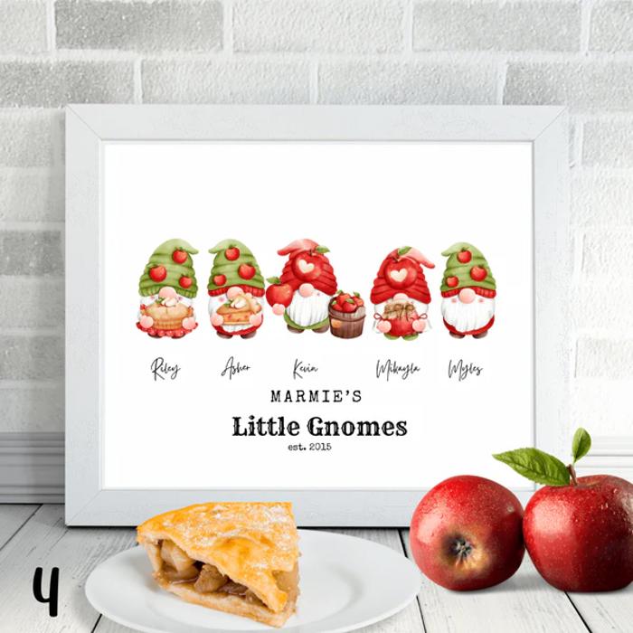 Cozy Holiday Gnome Family Personalized Art | 3 sizes