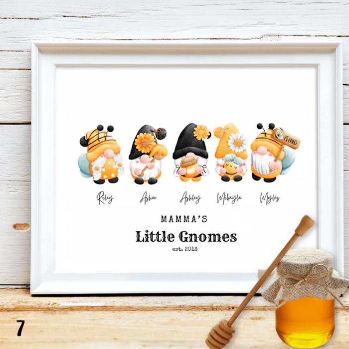 Cozy Holiday Gnome Family Personalized Art | 3 sizes